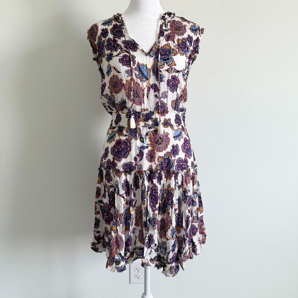 Dear John Tiered Ruffle Dress Floral Smocked Boho Flowy Women Size S